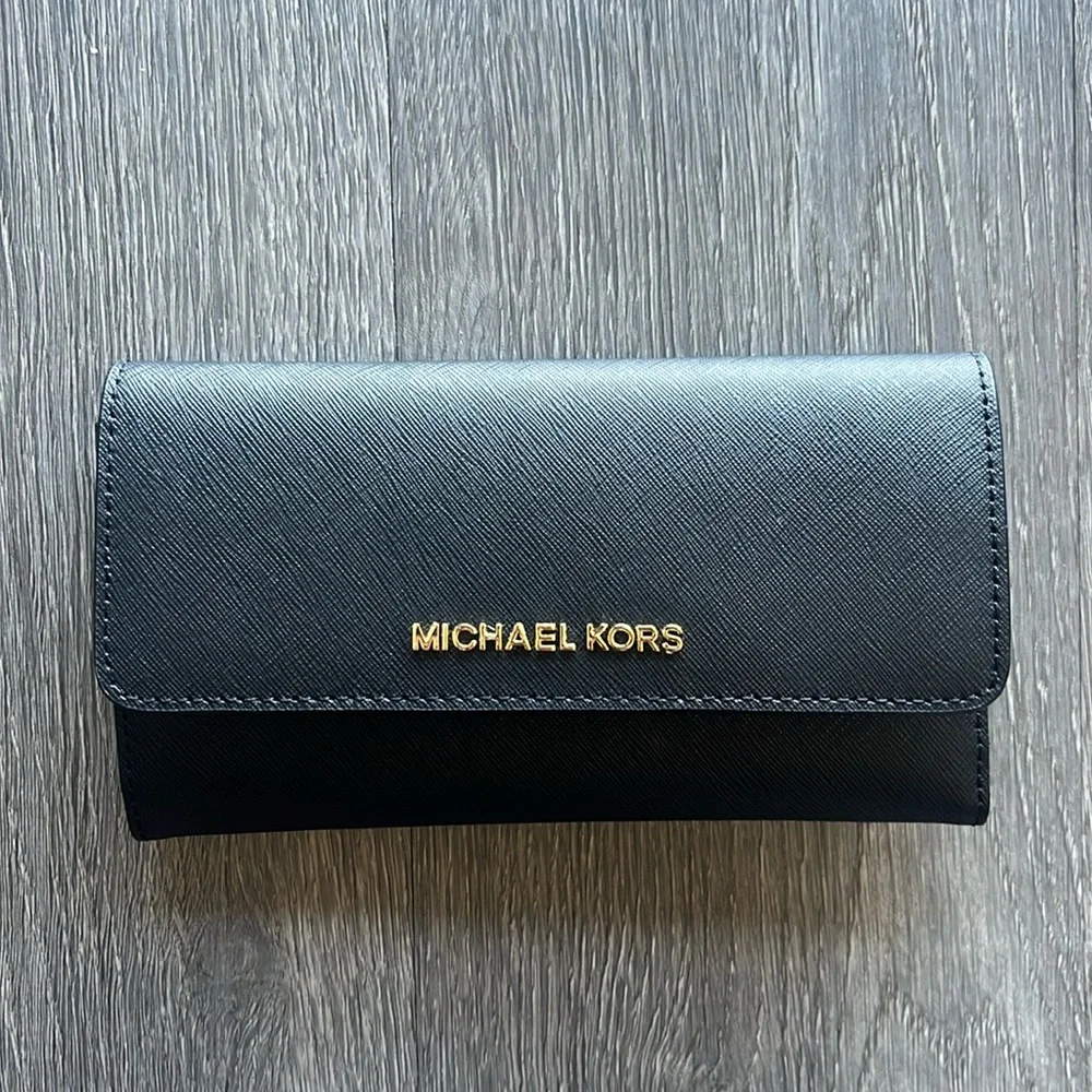 NWT Michael Kors | Jet Set Trifold Wallet | Black